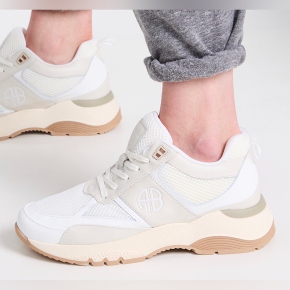 Anine Bing Dina Sneakers Women’s Size 8 US/38 EU White Beige -Gorgeous Condition - Picture 2 of 16